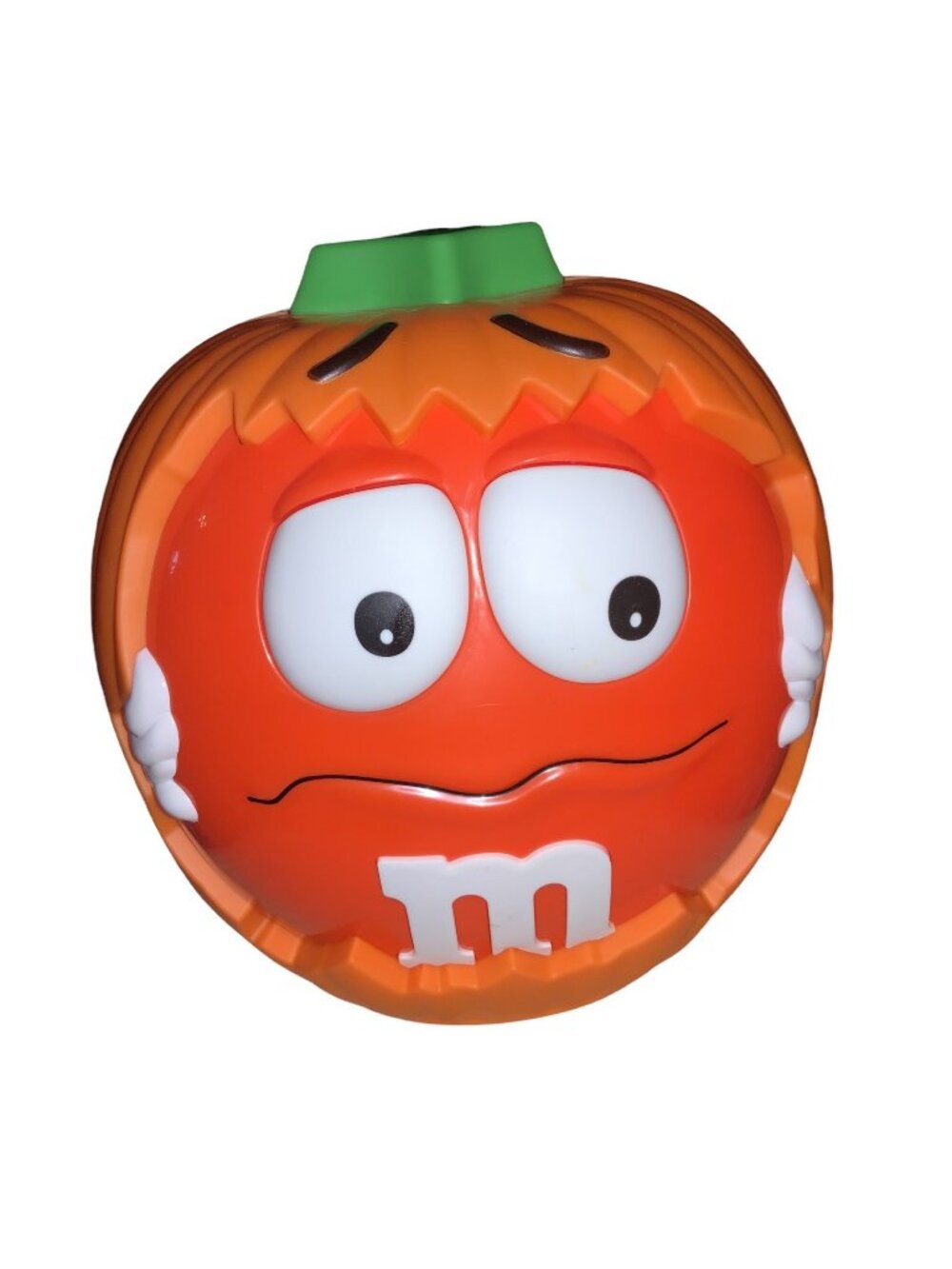 Halloween M & M Plastic Pumpkin Candy Dish Bucket Decor